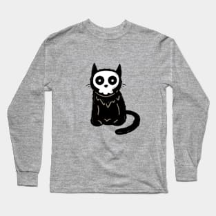 Halloween black cat skeleton Long Sleeve T-Shirt